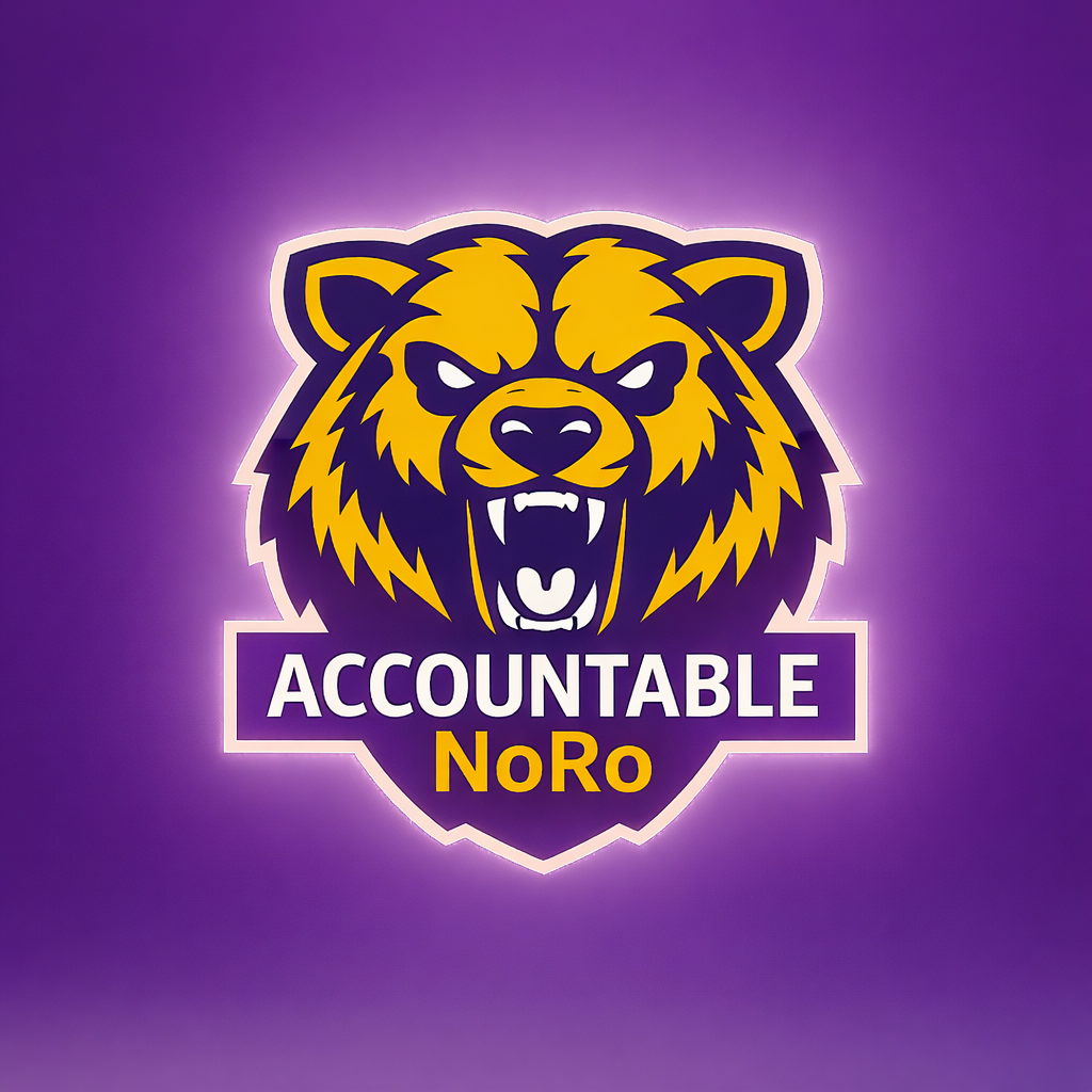 Fierce bear logo with purple glow